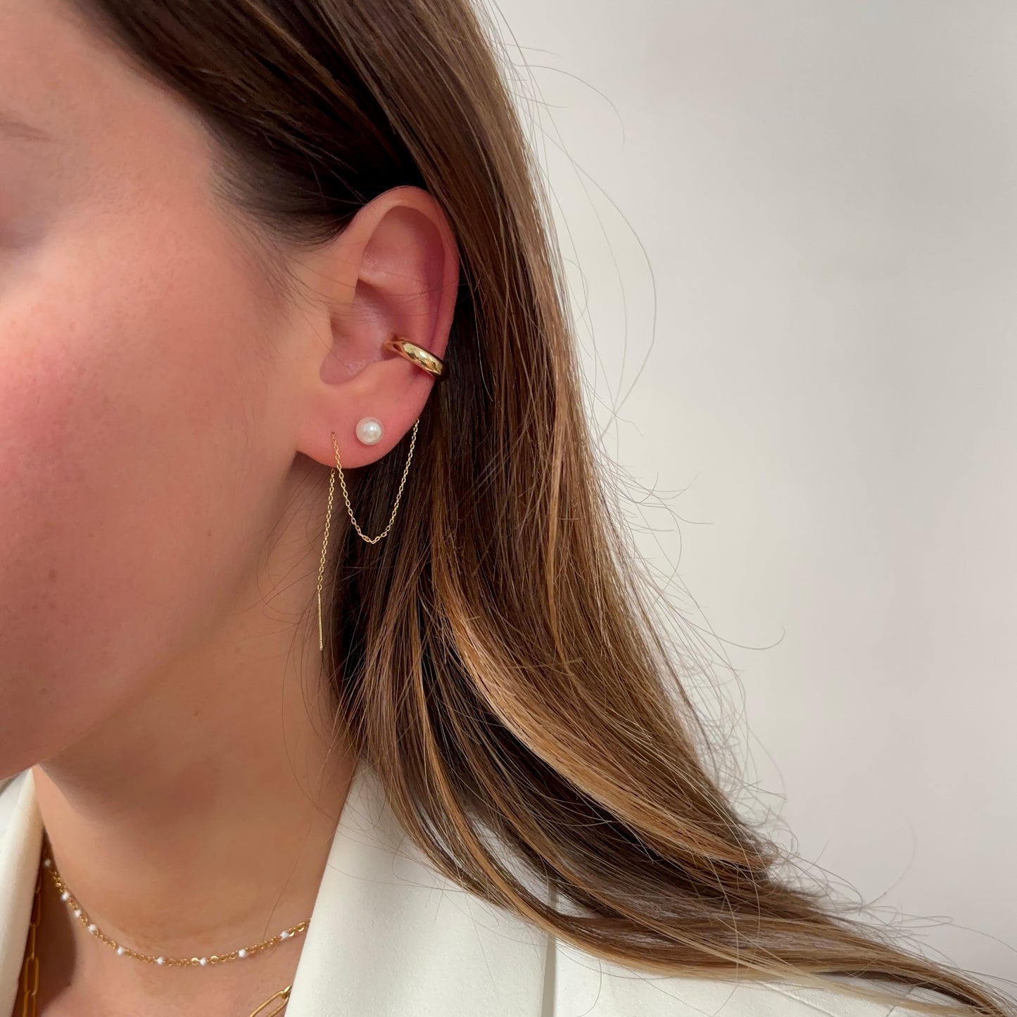 Boucle d'Oreille Pendante Dorée